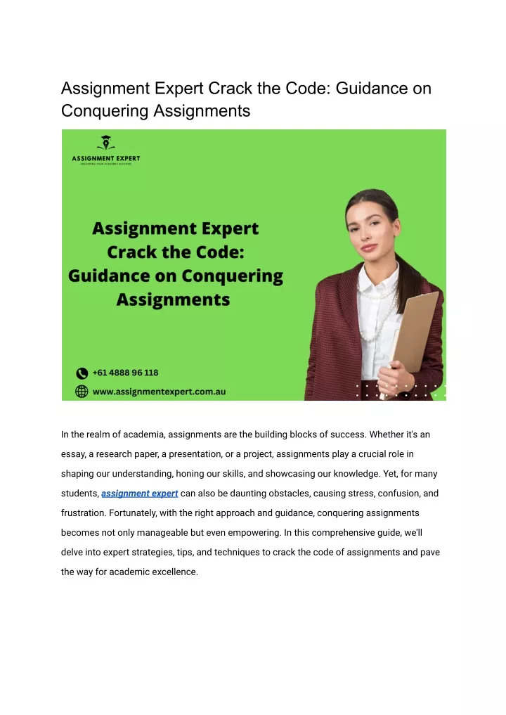 assignment expert crack the code guidance
