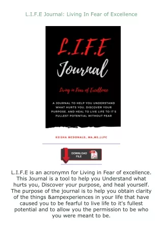 ✔️READ ❤️Online L.I.F.E Journal: Living In Fear of Excellence