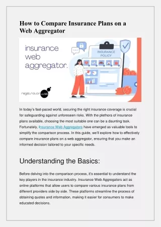 how to compare insurance plans on a web aggregator