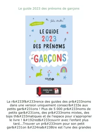 ❤PDF⚡ Le guide 2023 des prénoms de garçons