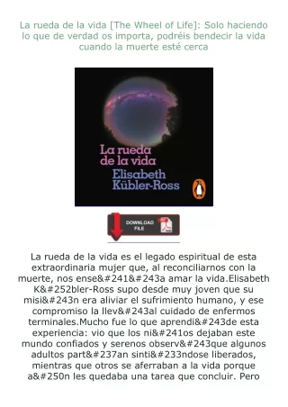 download⚡️ free (✔️pdf✔️) La rueda de la vida [The Wheel of Life]: Solo haciendo lo que de verdad os importa,