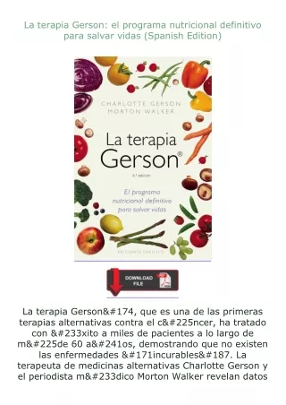 ❤️get (⚡️pdf⚡️) download La terapia Gerson: el programa nutricional definitivo para salvar vidas (Spanish Edit
