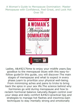full✔download️⚡(pdf) A Woman's Guide to Menopause Domination: Master Menopause with Confidence, Feel Great, an