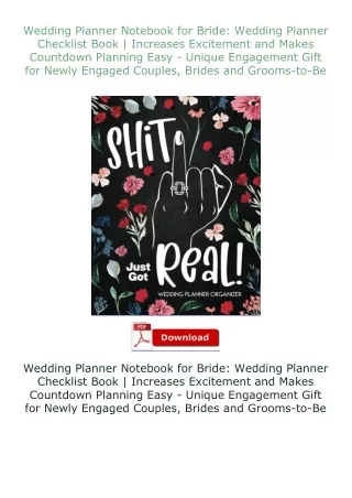 Download⚡(PDF)❤ Wedding Planner Notebook for Bride: Wedding Planner Checklist Book | Increases Excitement and