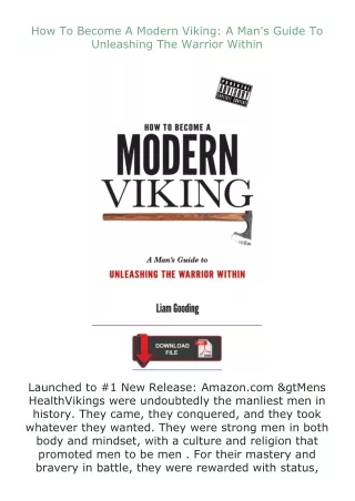download⚡[EBOOK]❤ How To Become A Modern Viking: A Man's Guide To Unleashing The Warrior Within