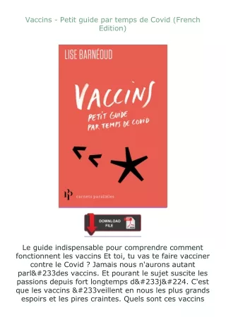 Pdf⚡(read✔online) Vaccins - Petit guide par temps de Covid (French Edition)