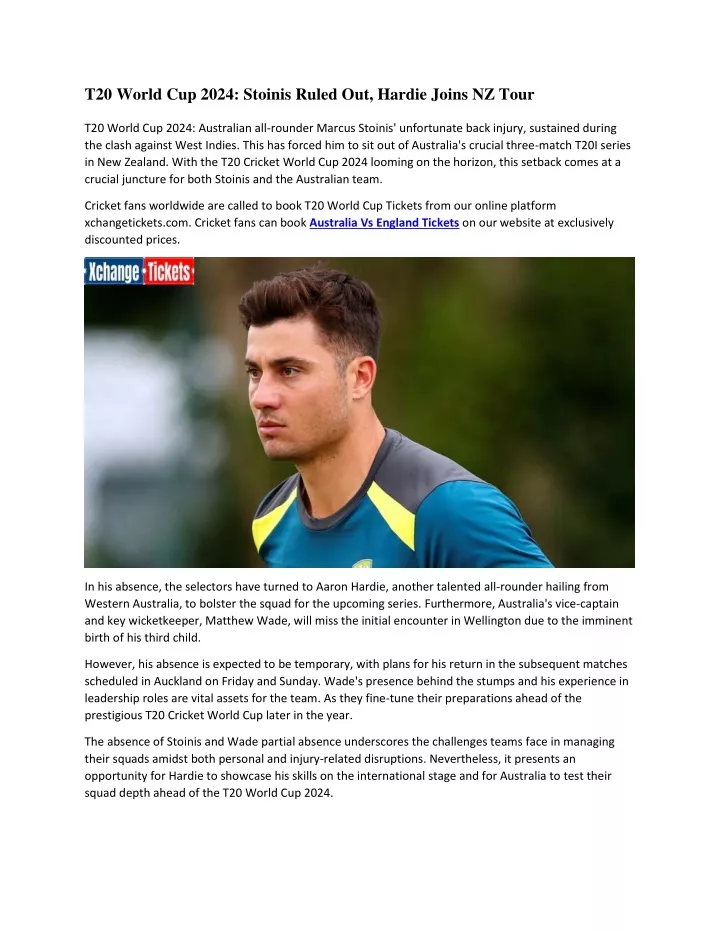 t20 world cup 2024 stoinis ruled out hardie joins