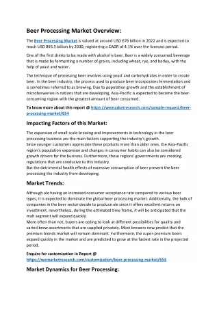 beer processing market overview