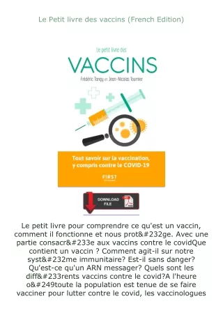 Download⚡PDF❤ Le Petit livre des vaccins (French Edition)