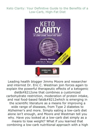 download⚡️ free (✔️pdf✔️) Keto Clarity: Your Definitive Guide to the Benefits of a Low-Carb, High-Fat Diet