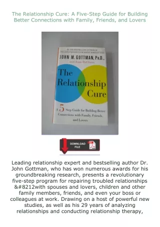 read ❤️ebook (✔️pdf✔️) The Relationship Cure: A Five-Step Guide for Building Better Connections with Family, F