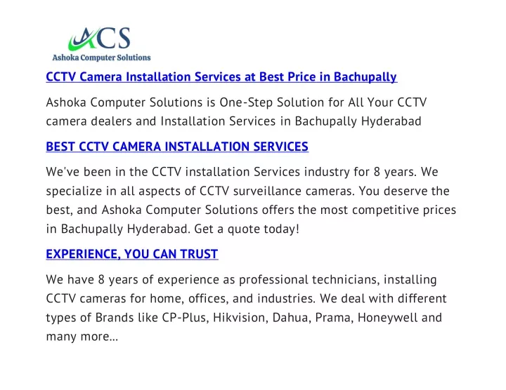 cctv camera installation services at best price