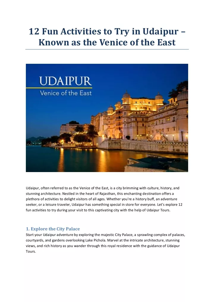 12 fun activities to try in udaipur known