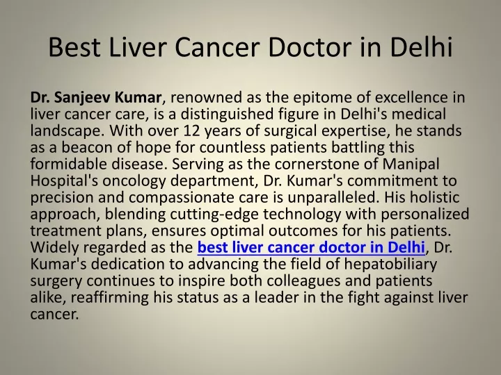 best liver cancer doctor in delhi