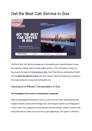 get the best cab service in goa