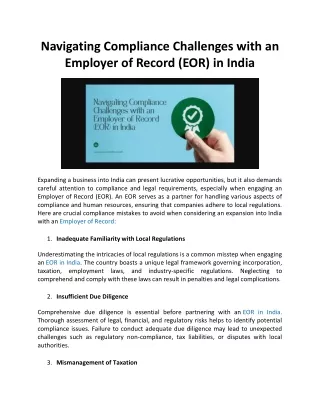 Navigating Compliance Challenges with an Employer of Record (EOR) in India
