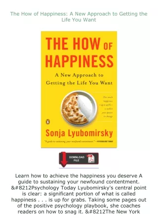 Download⚡(PDF)❤ The How of Happiness: A New Approach to Getting the Life You Want
