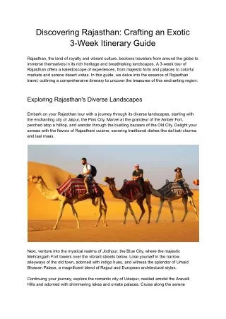 Discovering Rajasthan_ Crafting an Exotic 3-Week Itinerary Guide