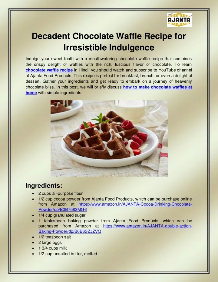 decadent chocolate waffle recipe for irresistible