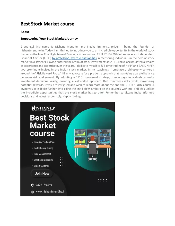 best stock market course