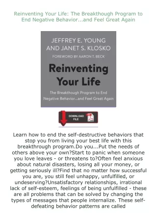 download⚡️ free (✔️pdf✔️) Reinventing Your Life: The Breakthough Program to End Negative Behavior...and Feel G