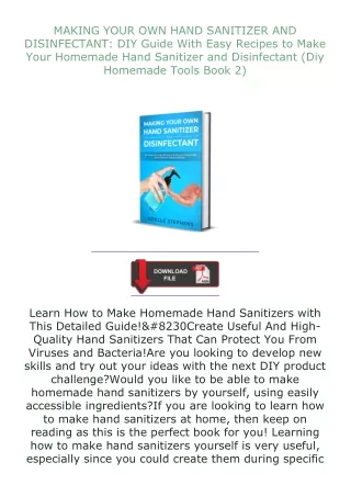 full✔download️⚡(pdf) MAKING YOUR OWN HAND SANITIZER AND DISINFECTANT: DIY Guide With Easy Recipes to Make Your