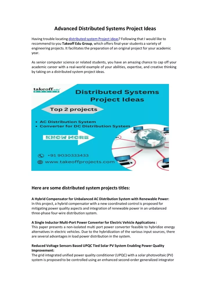 advanced distributed systems project ideas having