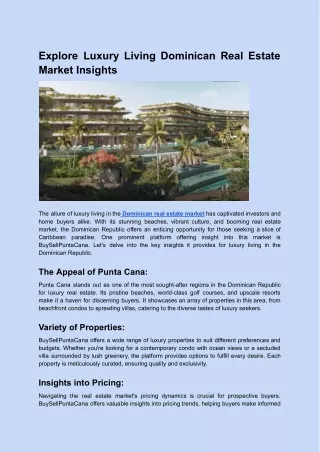Explore Luxury Living Dominican Real Estate Market Insights