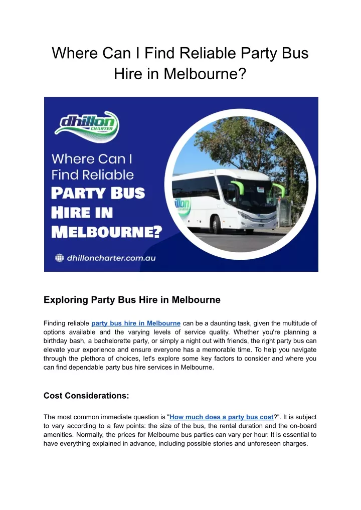 where can i find reliable party bus hire