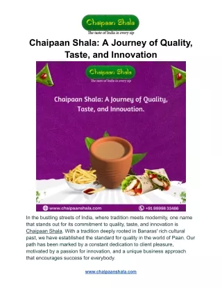 Chaipaan Shala: A Journey Of Quality, Taste, And Innovation - Chaipaan Shala -