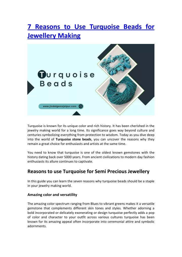 7 reasons to use turquoise beads for jewellery