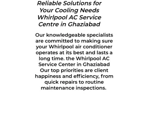 Your Solution for Reliable Cooling Solutions Whirlpool AC Service Center in Ghaz