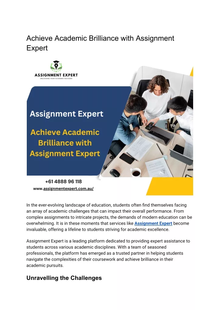 achieve academic brilliance with assignment expert