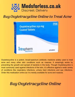 Buy Oxytetracycline Online to Treat Acne