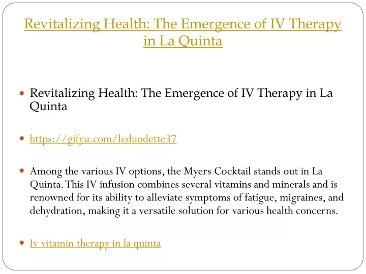revitalizing health the emergence of iv therapy in la quinta