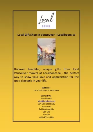 Local Gift Shop In Vancouver  Localboom ca