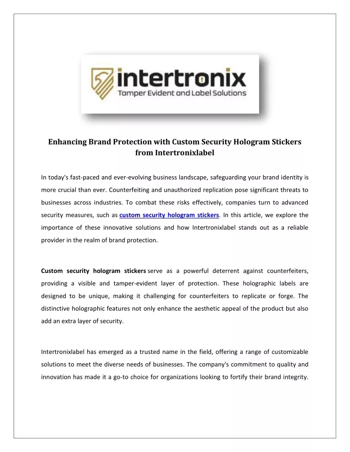 enhancing brand protection with custom security