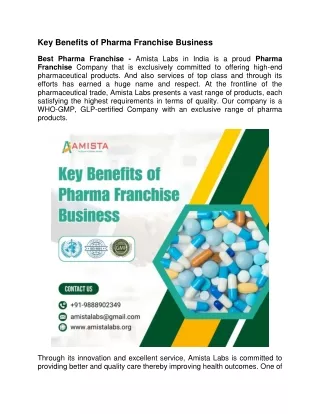 Key Benefits of Pharma Franchise Business