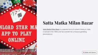 Satta-Matka-Milan-Bazar