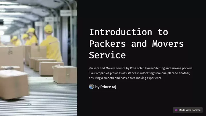 introduction to packers and movers service