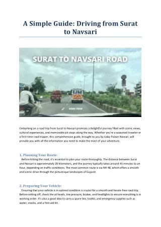 a simple guide driving from surat to navsari