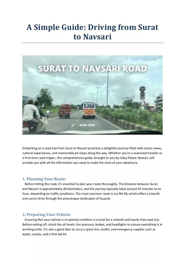 a simple guide driving from surat to navsari