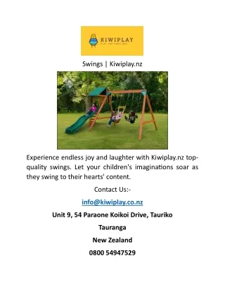 Swings  Kiwiplay nz