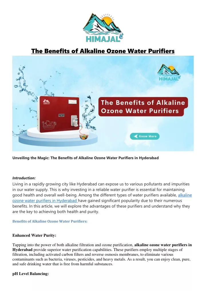 the benefits of alkaline ozone water purifiers