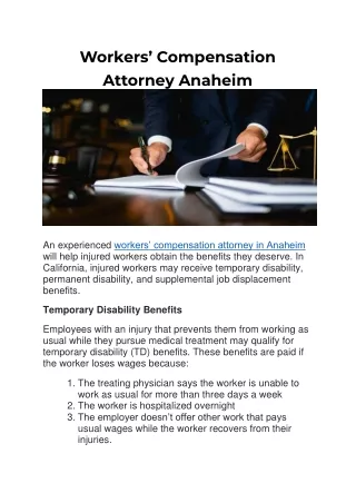 Workers' Compensation Attorney in Anaheim: Your Trusted Legal Support