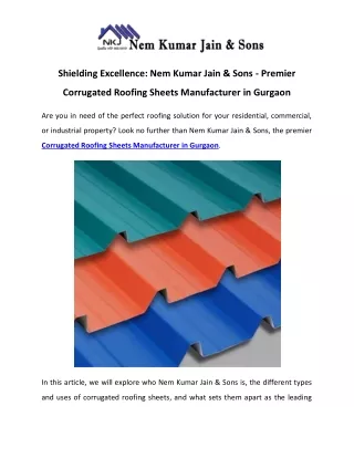 Shielding Excellence Nem Kumar Jain & Sons - Premier Corrugated Roofing Sheets Manufacturer in Gurgaon
