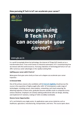 How pursuing B Tech in IoT can accelerate your career