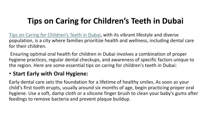 tips on caring for children s teeth in dubai