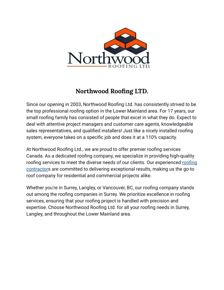 northwood roofing ltd
