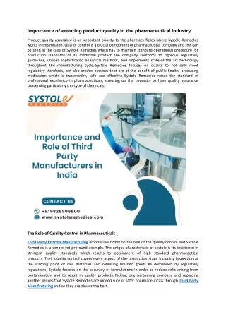 Importance of ensuring product quality in the pharmaceutical industry